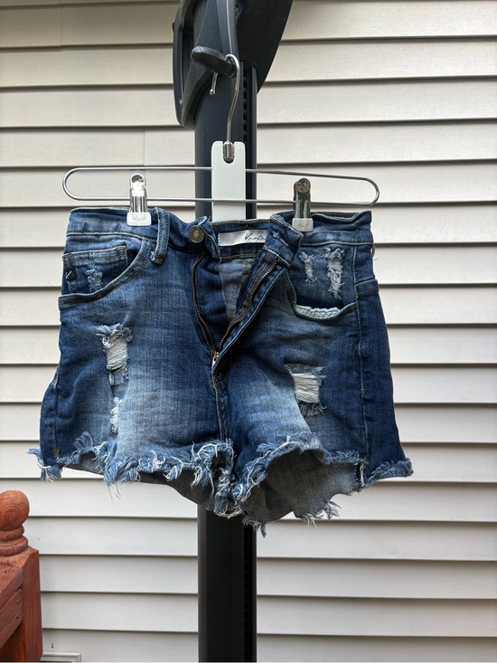KanCan Pants - KanCan Dark Blue Distressed Denim Cutoff Shorts